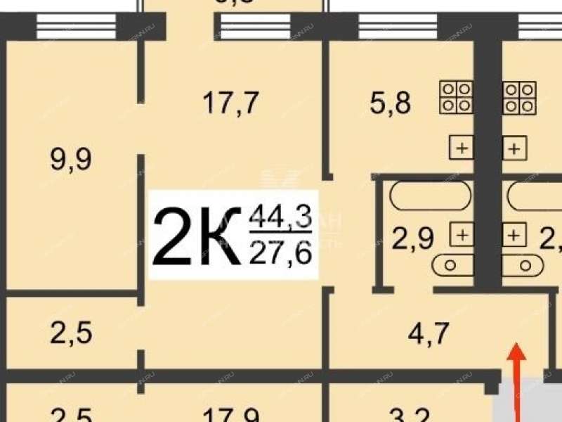 двухкомнатная квартира на улице Куйбышева дом 35