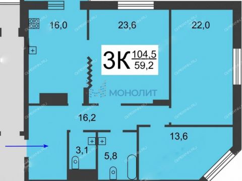 3-komnatnaya-ul-respublikanskaya-d-43-k2 фото