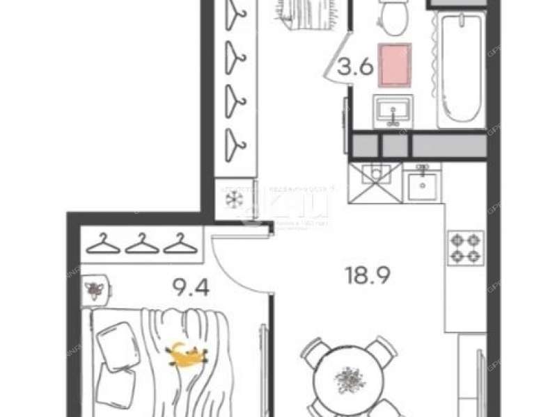 однокомнатная квартира в новостройке на улице Развития дом 2 посёлок Культура