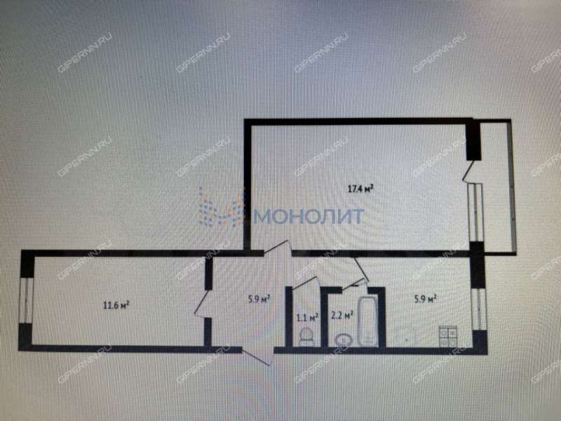 двухкомнатная квартира на улице Дьяконова дом 18