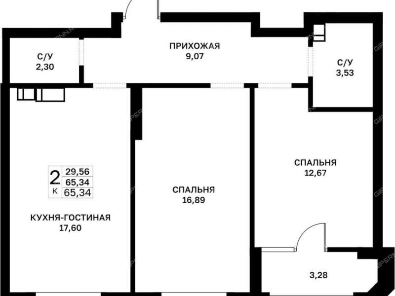 двухкомнатная квартира в границах улиц Страж Революции, Гвардейцев, 50-летия Победы, Евгения Никонова, 17