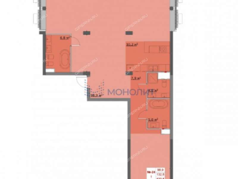 трёхкомнатная квартира в новостройке на Октябрьской улице дом 21