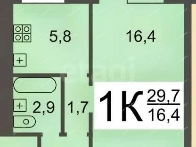 однокомнатная квартира на улице Бекетова дом 67