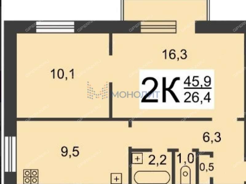 двухкомнатная квартира на Большой Покровской улице дом 75