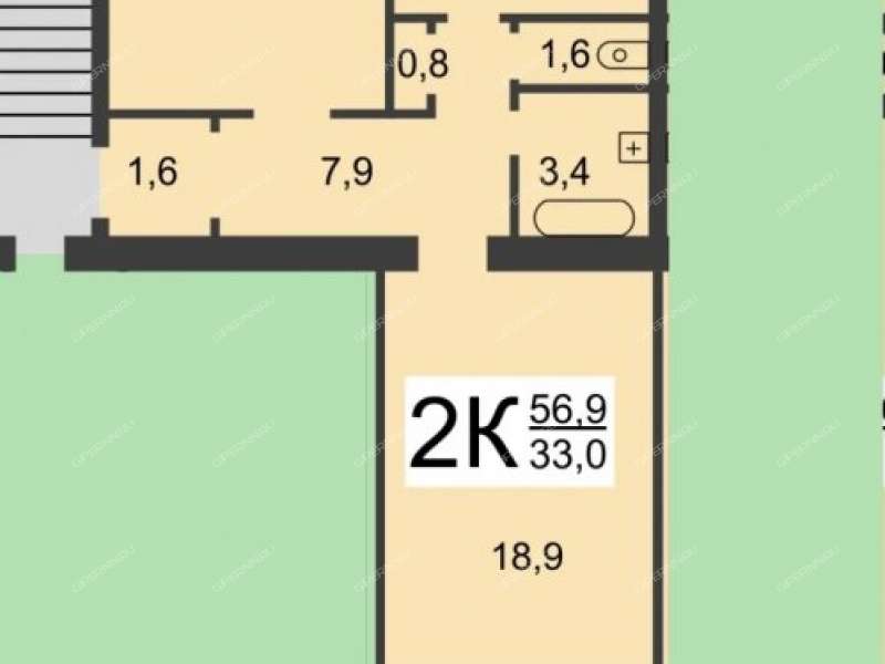 двухкомнатная квартира в переулке Райниса дом 11