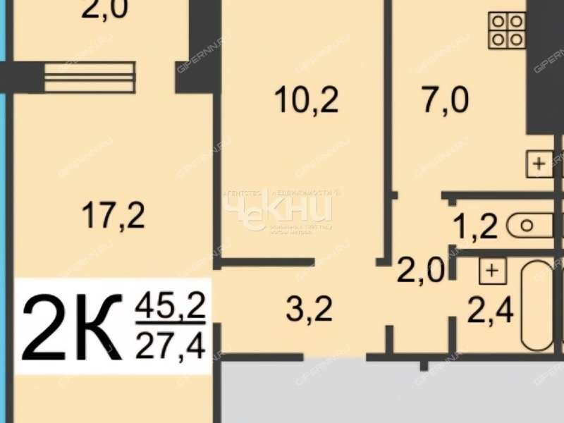 двухкомнатная квартира на Союзном проспекте дом 9